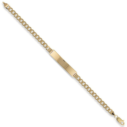 Yellow Gold Curb Id Ladies Bracelet