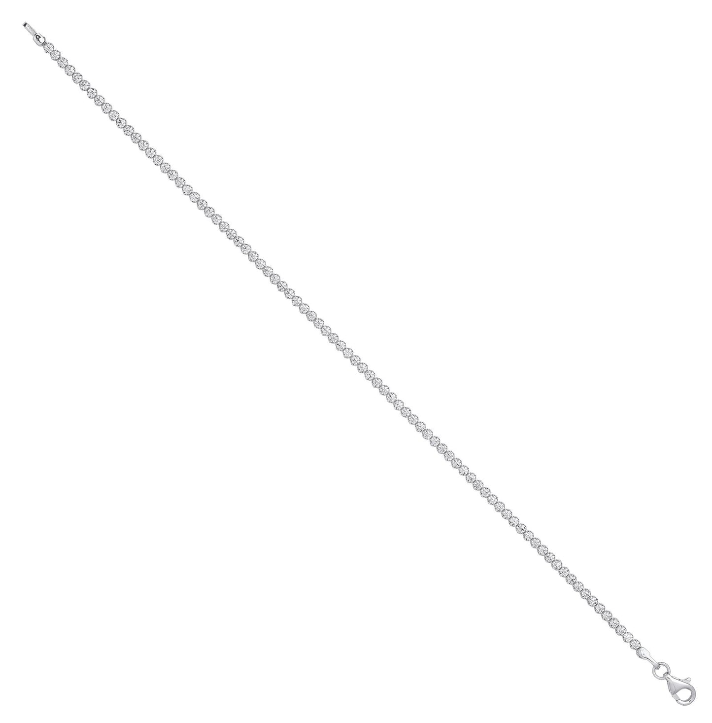 White Gold 2.1mm Round Cubic Zirconia Ladies Tennis Bracelet