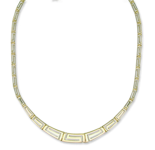 Yellow Gold Greek Key Graduated Collarette/non Graduated Bracelet