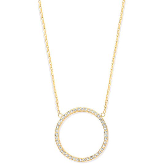 9ct Yellow Gold Circle Of Life Cubic Zirconia Pendant 17" + 2" Chain