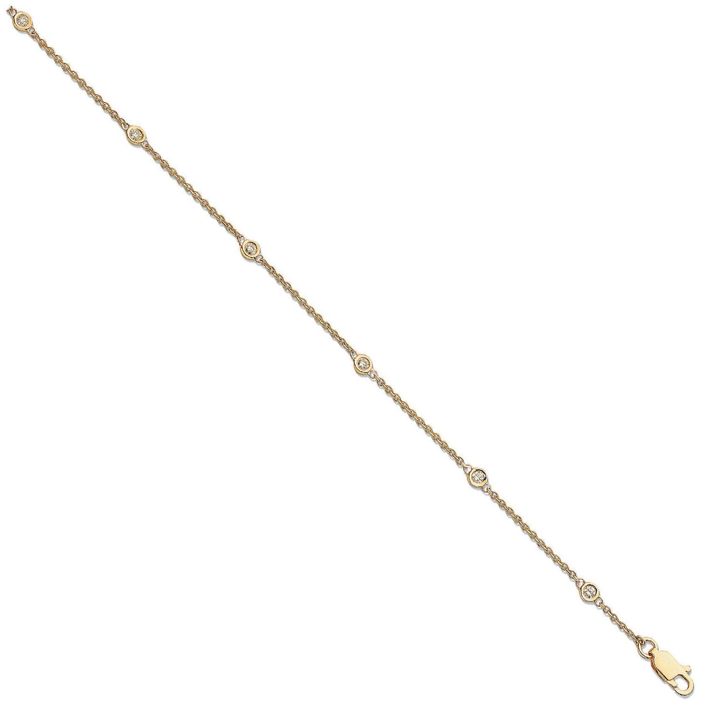 18ct Yellow Gold 0.20ct Diamond By The Yard Rubover Bracelet