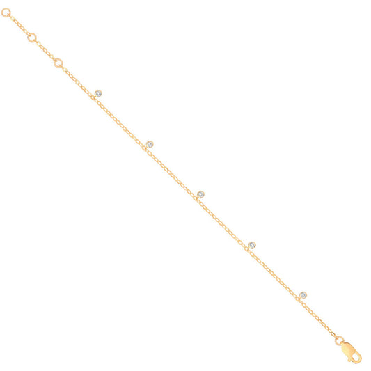 9ct Yellow Gold Rub-over 0.10ctw Diamond Bracelet