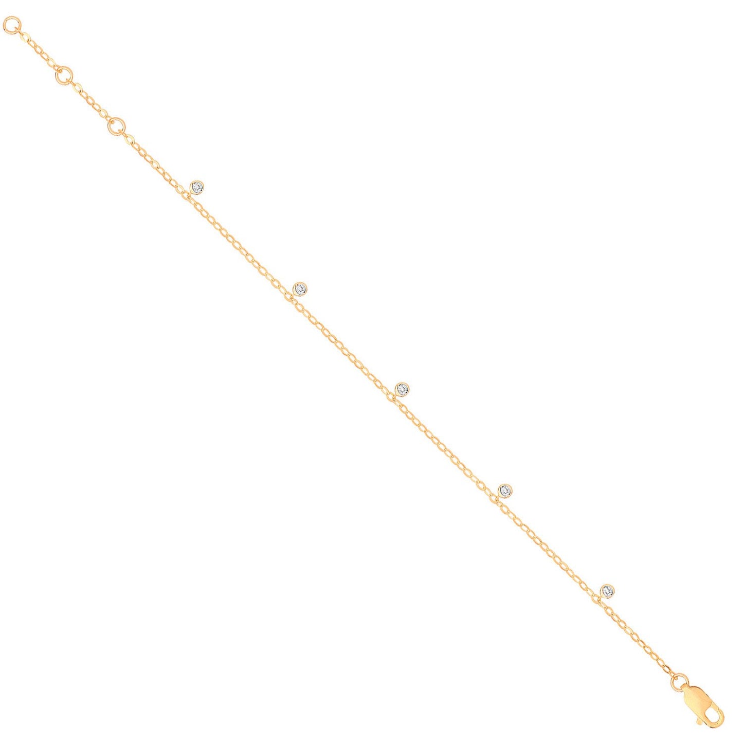 9ct Yellow Gold Rub-over 0.10ctw Diamond Bracelet