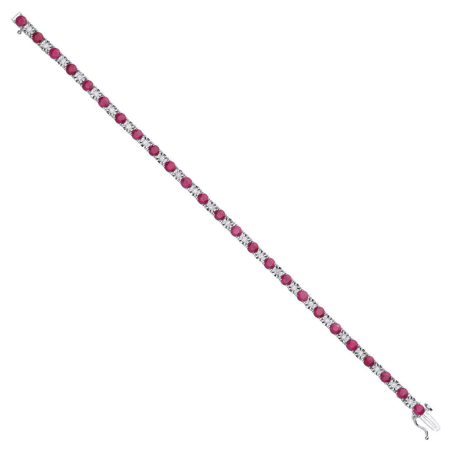 18ct White Gold 0.54ct Diamond & 5.30ct Ruby Bracelet