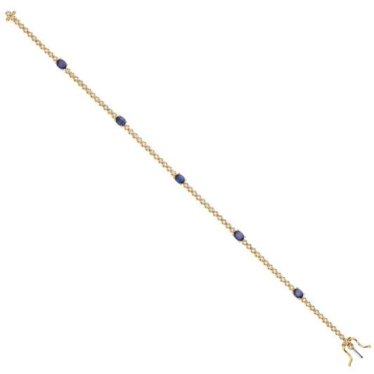 9ct Yellow Gold Bracelet 0.40ct Diamond 1.15ct Sapphire