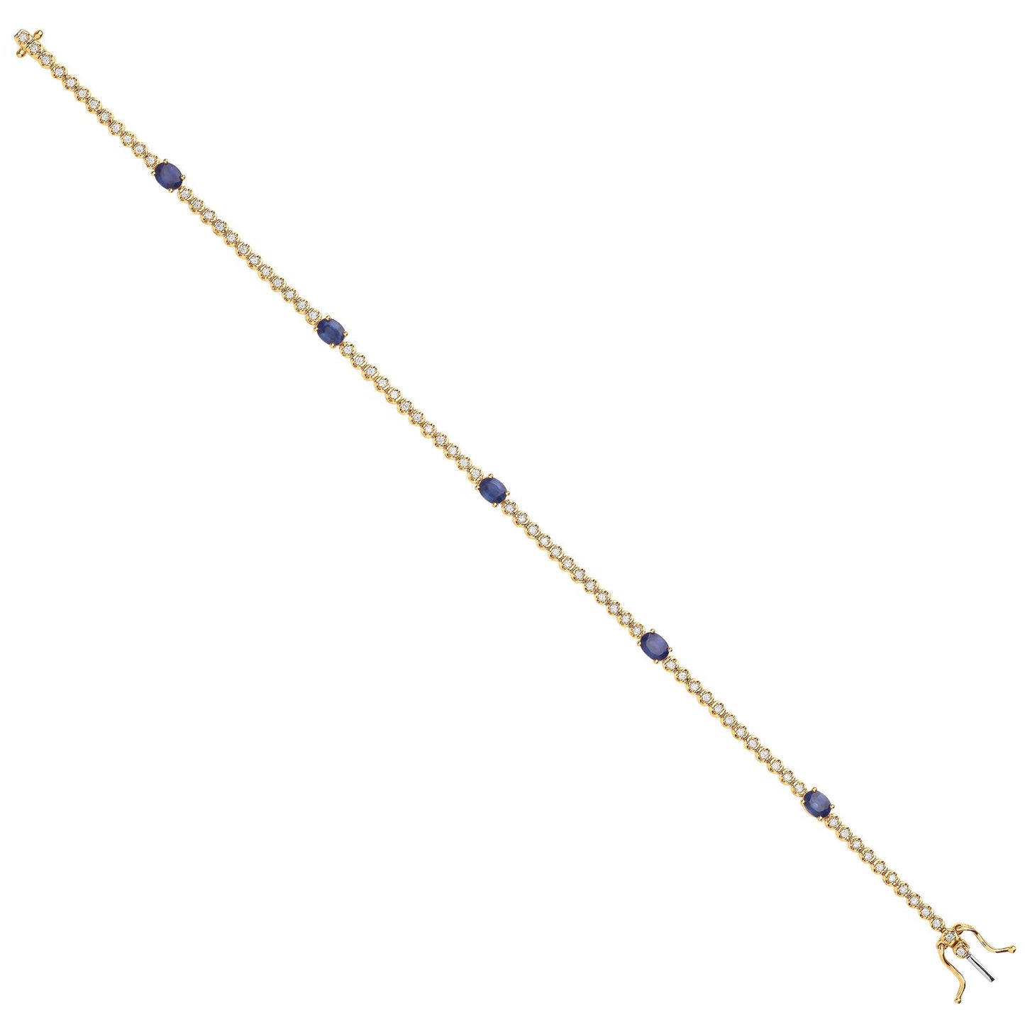 9ct Yellow Gold Bracelet 0.40ct Diamond 1.15ct Sapphire
