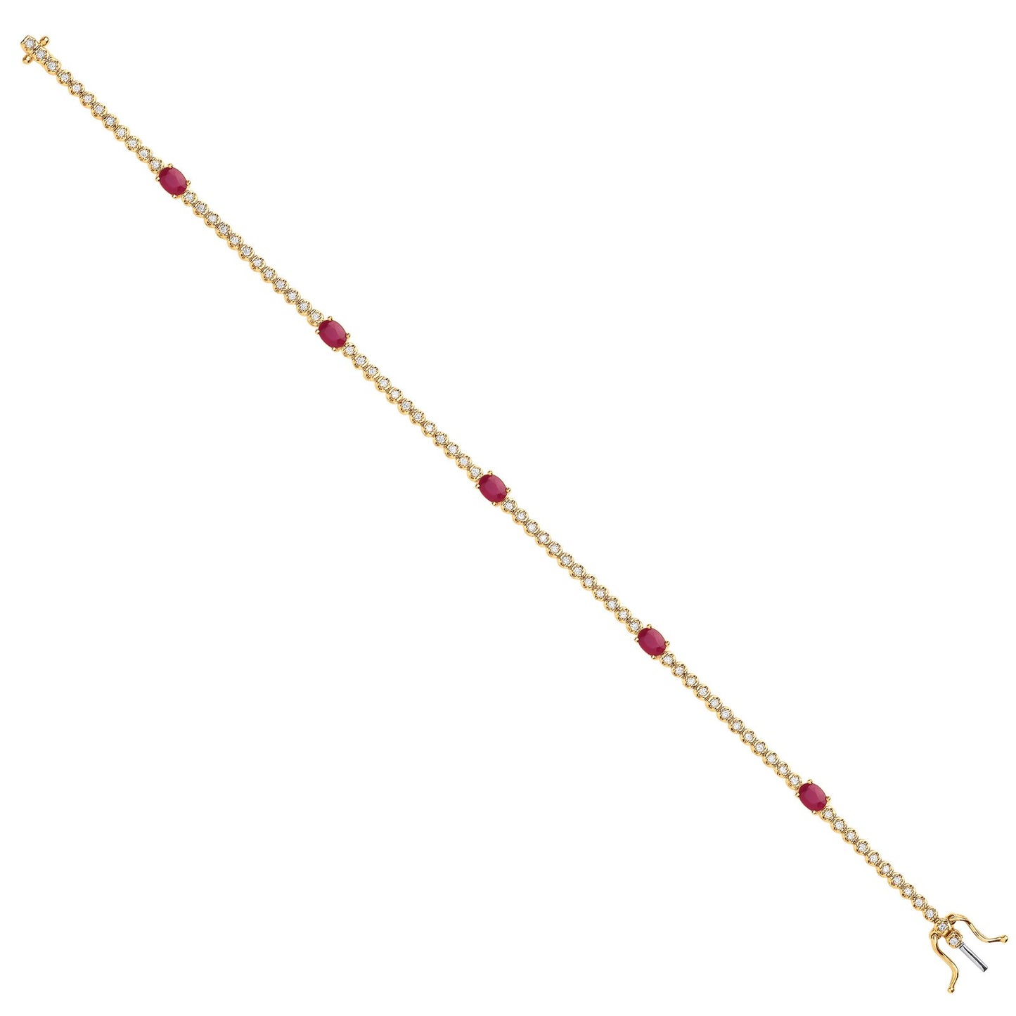 9ct Yellow Gold Bracelet 0.40ct Diamond 1.15ct Ruby