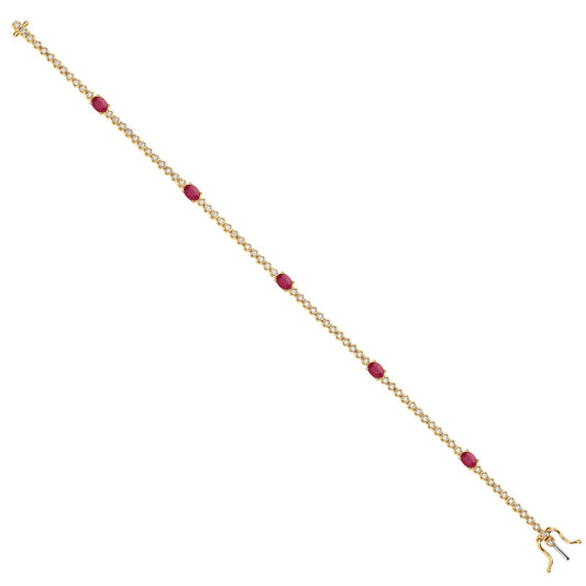 9ct Yellow Gold Bracelet 0.40ct Diamond 1.15ct Ruby