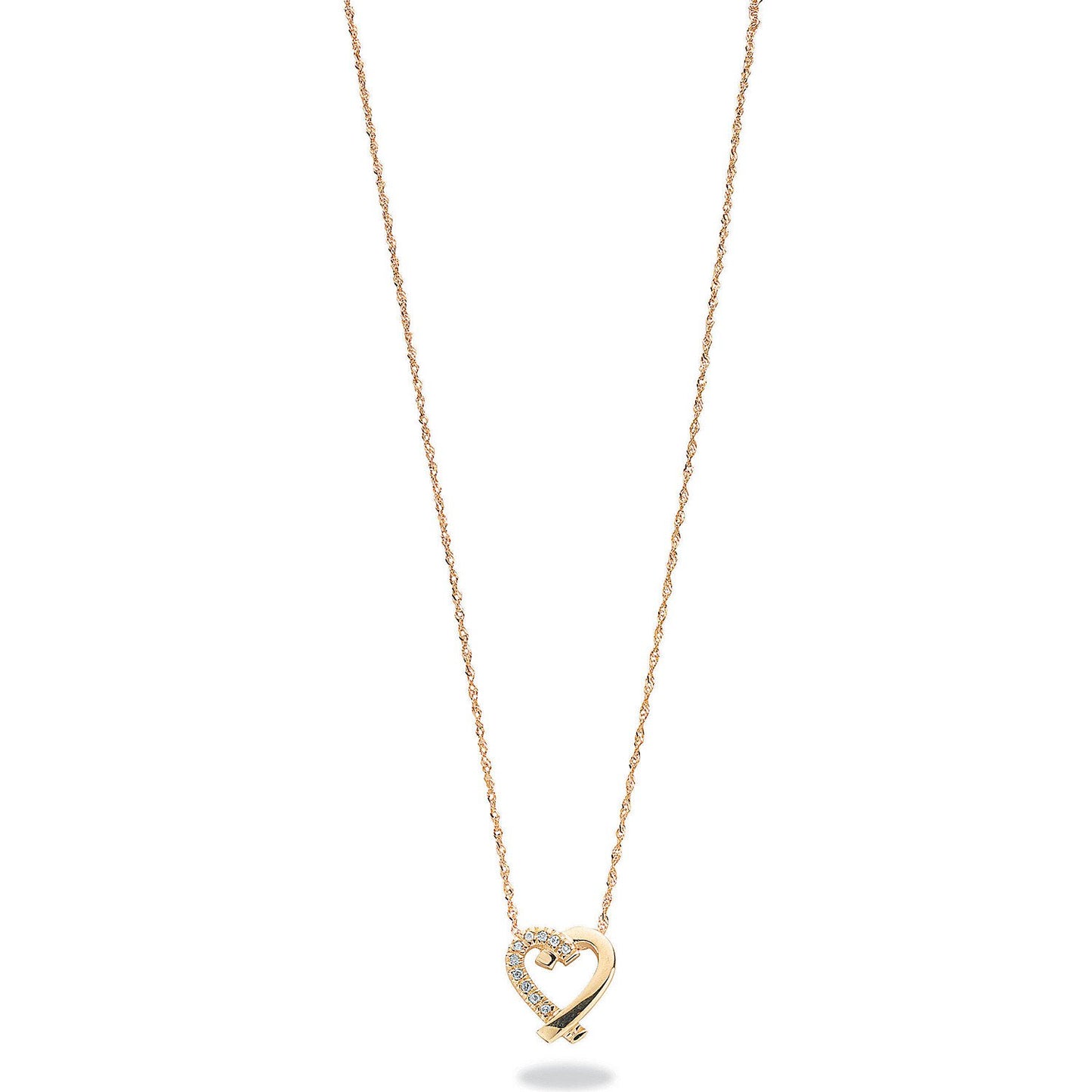 9ct Yellow Gold 0.05ct Diamond Heart Pendant With 18in/45cm Chain