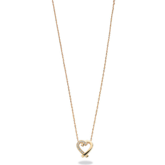9ct Yellow Gold 0.05ct Diamond Heart Pendant With 18in/45cm Chain