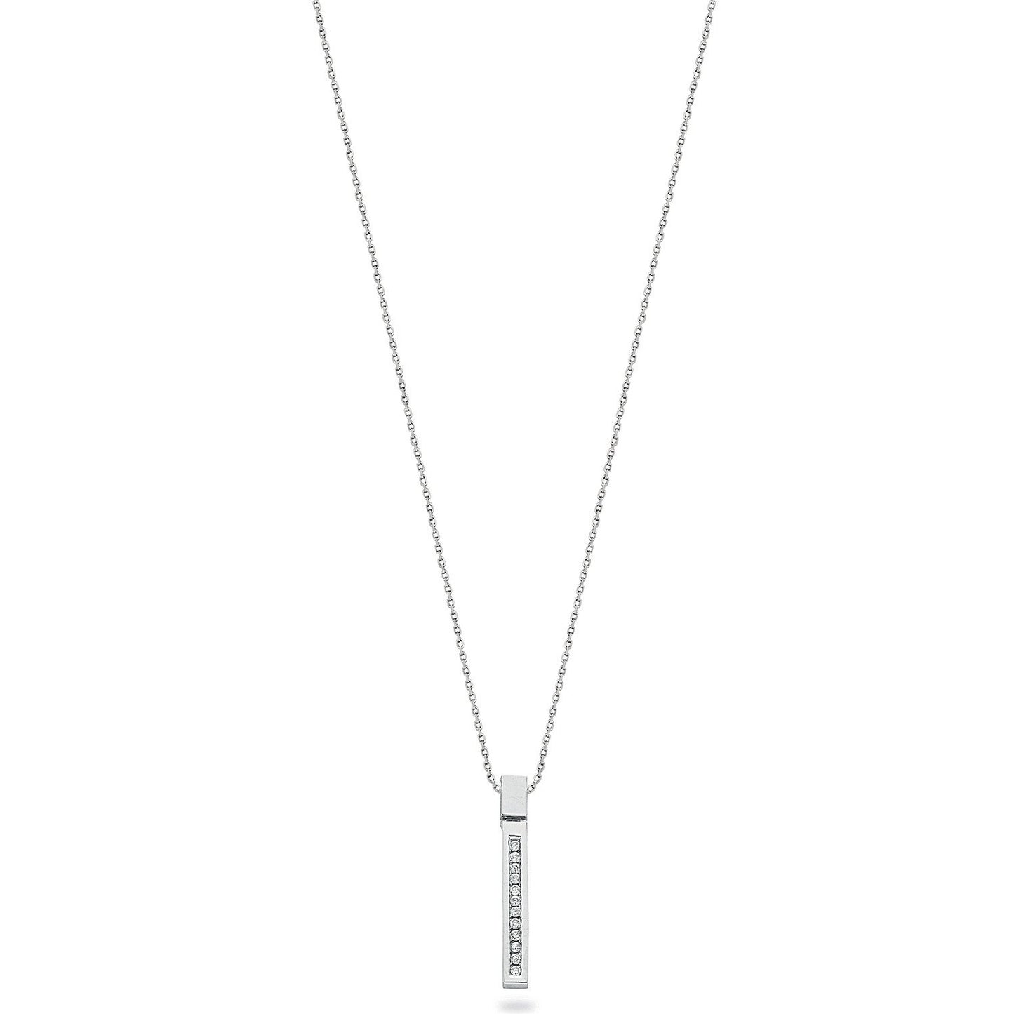 9ct White Gold 0.12ct Diamond Drop Pendant With 18in/45cm Chain