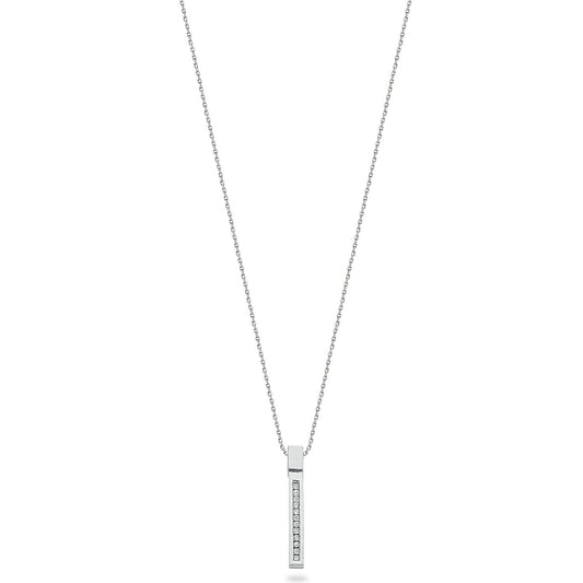 9ct White Gold 0.12ct Diamond Drop Pendant With 18in/45cm Chain