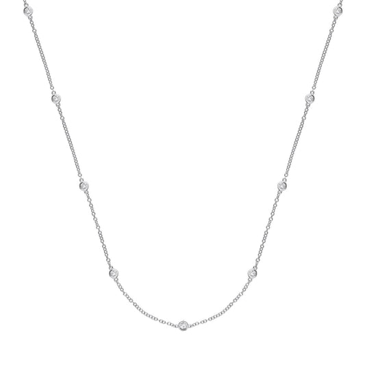 9ct White Gold 0.50ct Diamond By The Yard Necklace (18in/45cm)