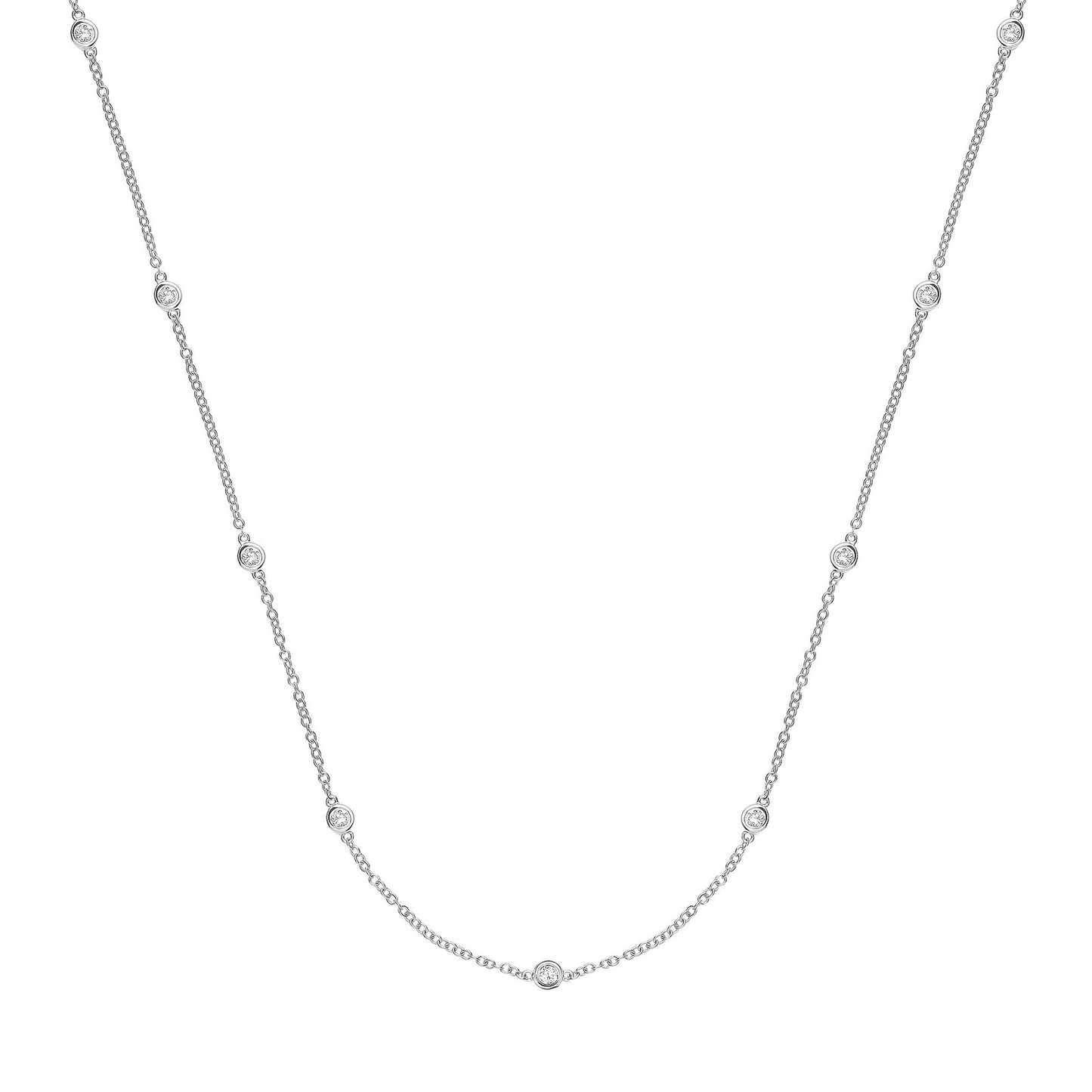 9ct White Gold 0.50ct Diamond By The Yard Necklace (18in/45cm)