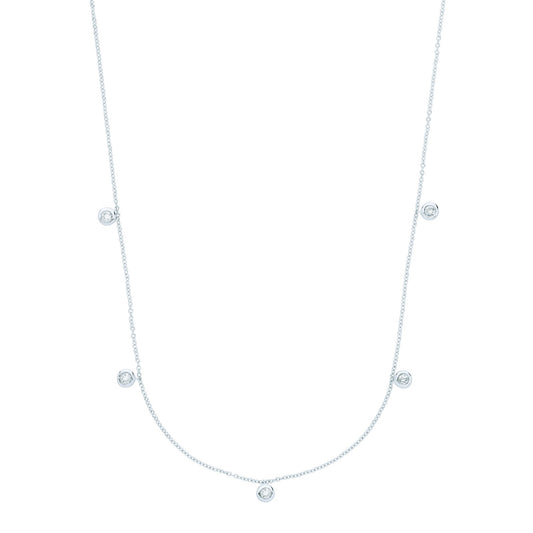 9ct White Gold Rub-over 0.25ctw Diamond (18in/45cm) Chain