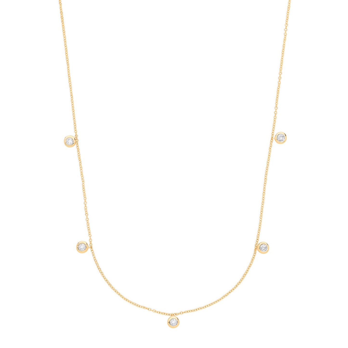 9ct Yellow Gold Rub-over 0.25ctw Diamond (18in/45cm) Chain