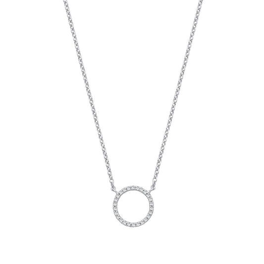 9ct White Gold 0.08ctw Necklace (chain 17")