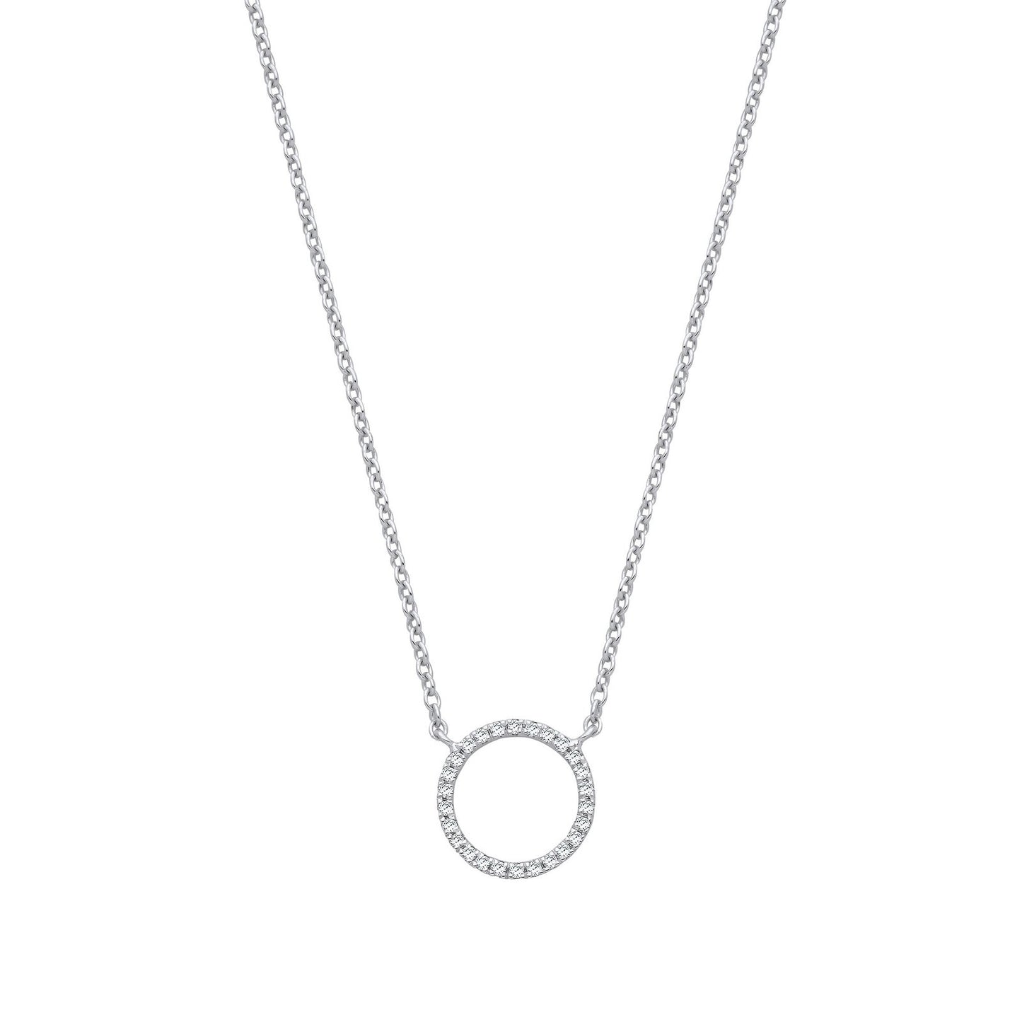 9ct White Gold 0.08ctw Necklace (chain 17")