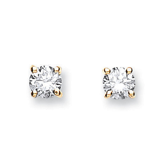 18ct Yellow Gold 0.50ct Claw Set Diamond Stud Earrings