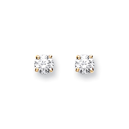 9ct Yellow Gold 0.15ct Claw Set Diamond Stud Earrings