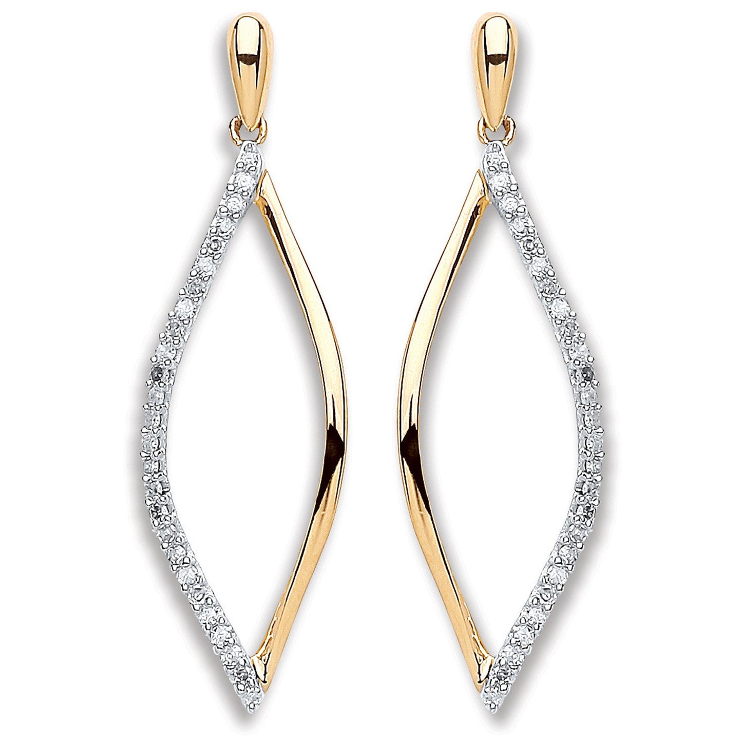 9ct Yellow Gold 0.15ct Dia Drop Earrings