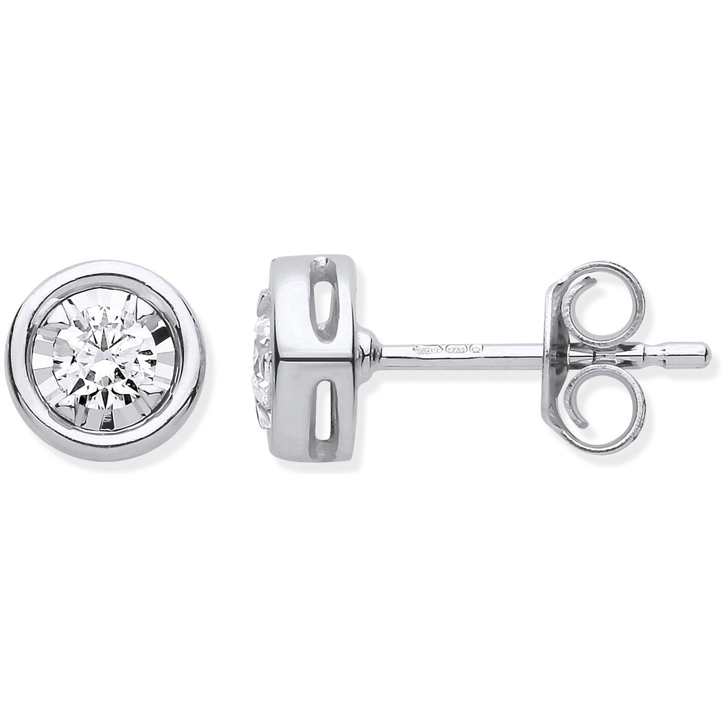 9ct White Gold Rub-over Illusion Set 0.25ctw Diamond Studs