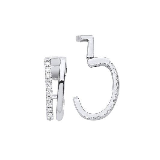 9ct White Gold 0.08ct Single Cuff Earring