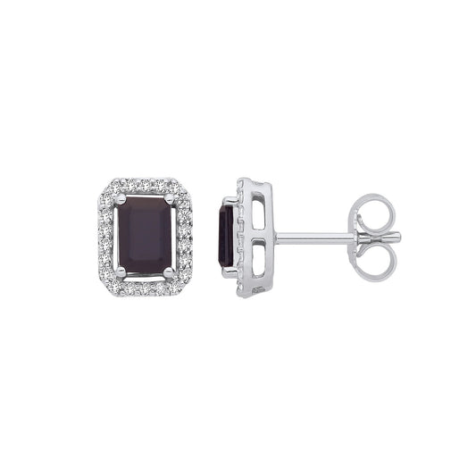 18ct White Gold 0.20ctw Diamonds & 1.30ctw Sapphire Earrings