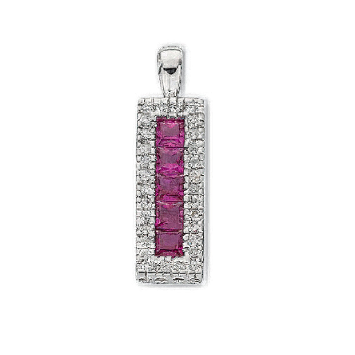 9ct White Gold 0.16ct Diamond & 0.70ct Ruby Drop Pendant