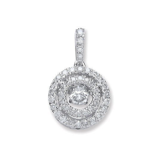 9ct White Gold 0.33ct Dancing Diamond Circle Pendant