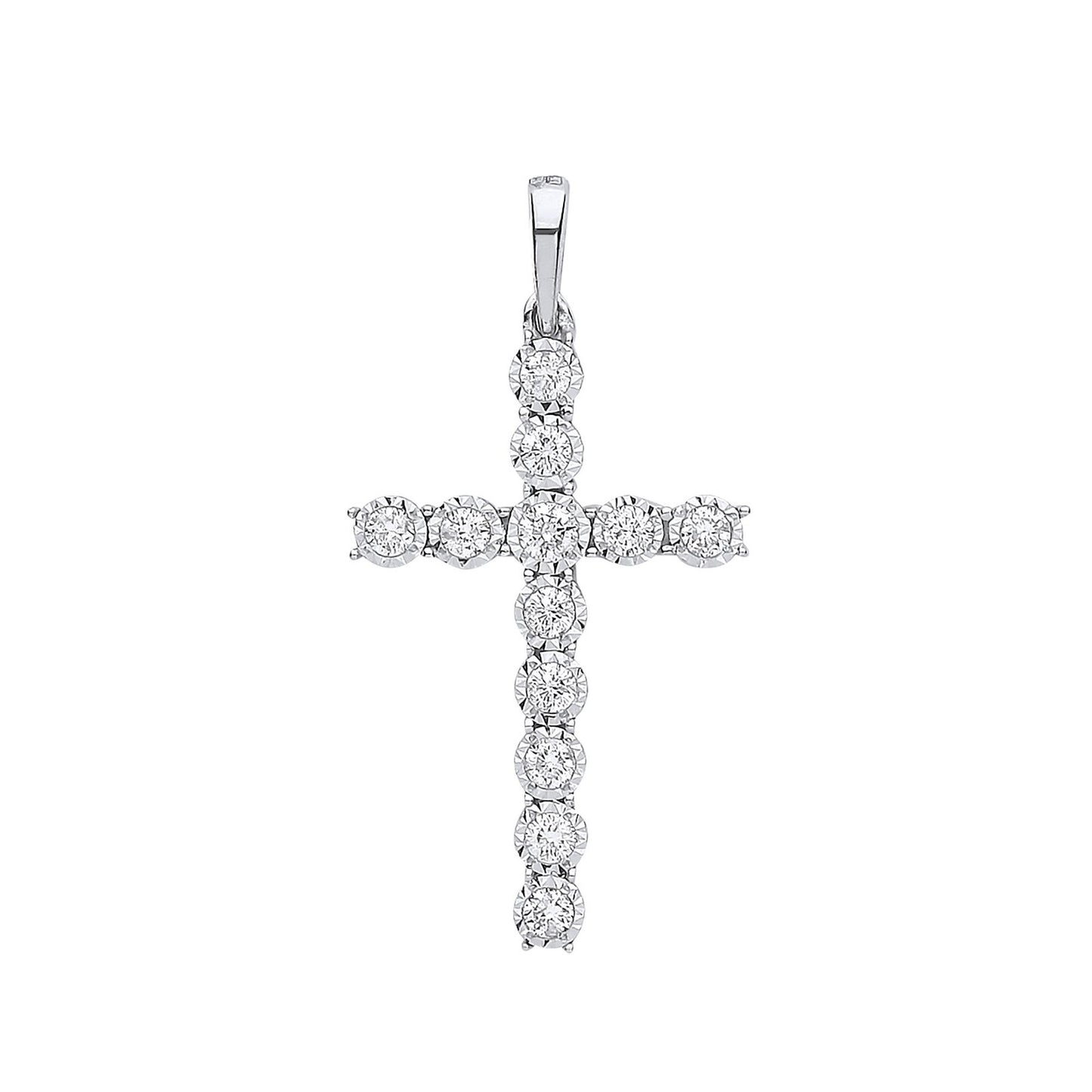 9ct White Gold 0.27ct Diamond Cross
