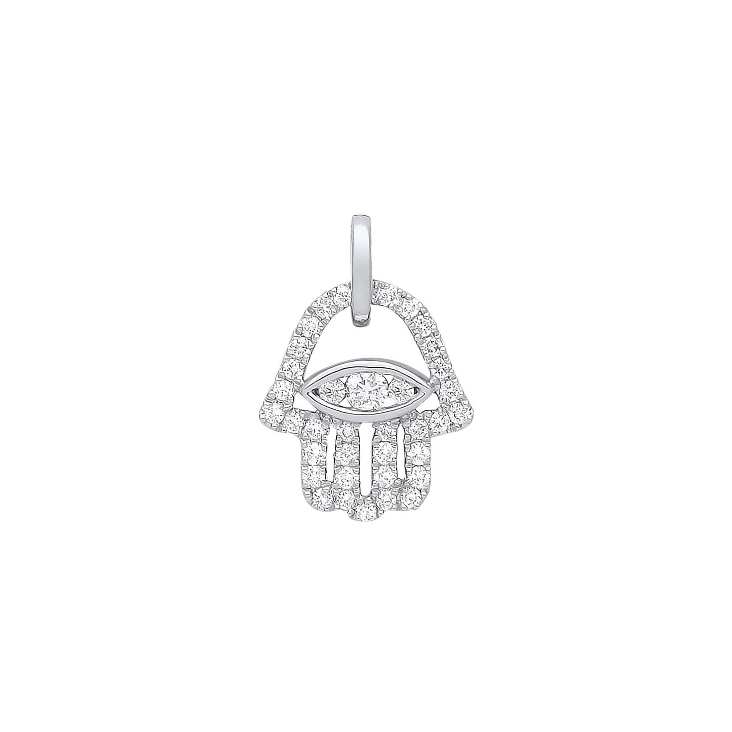 9ct White Gold 0.22ct Diamonds Hamsa Pendant