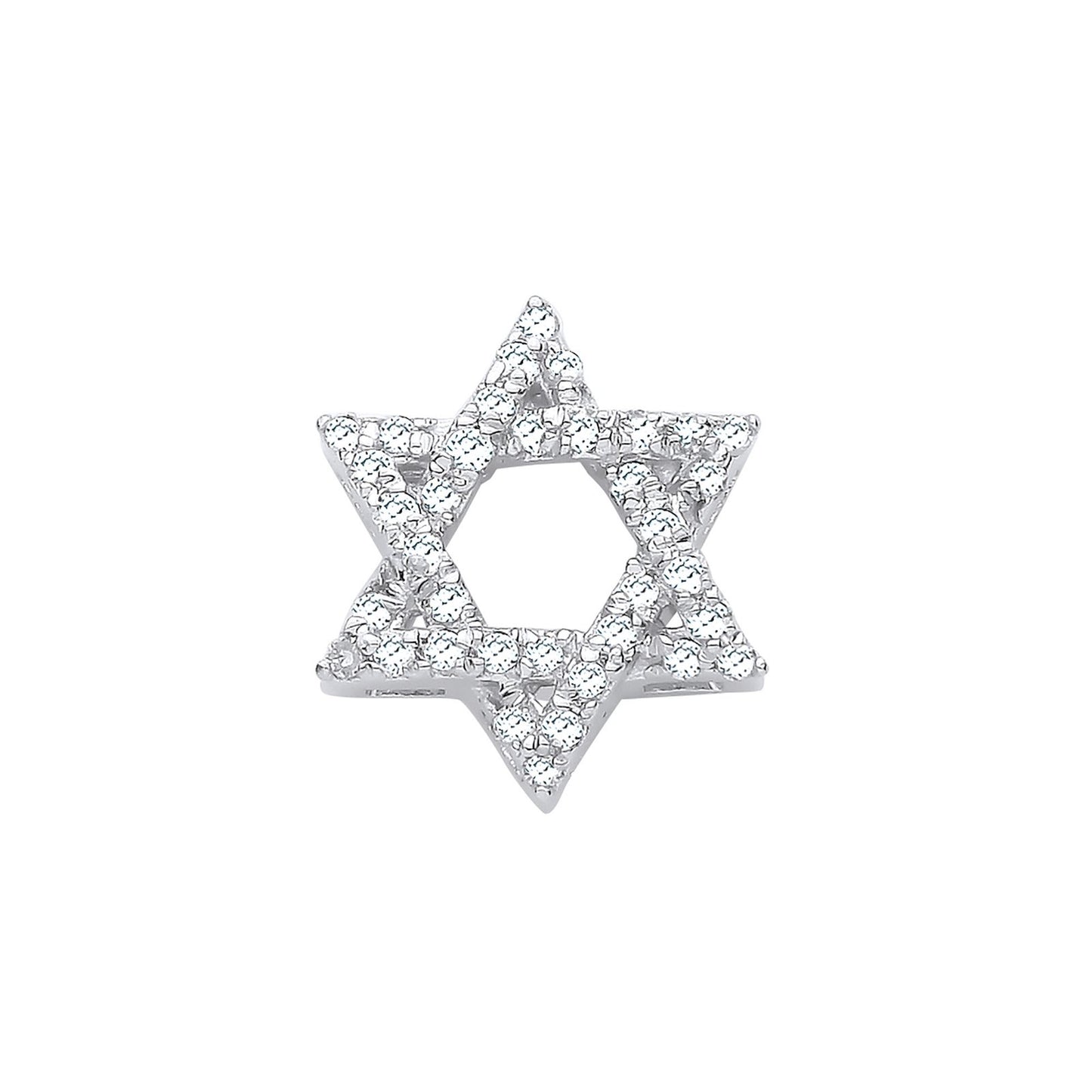9ct White Gold 0.10ct Diamonds Star Of David Pendant