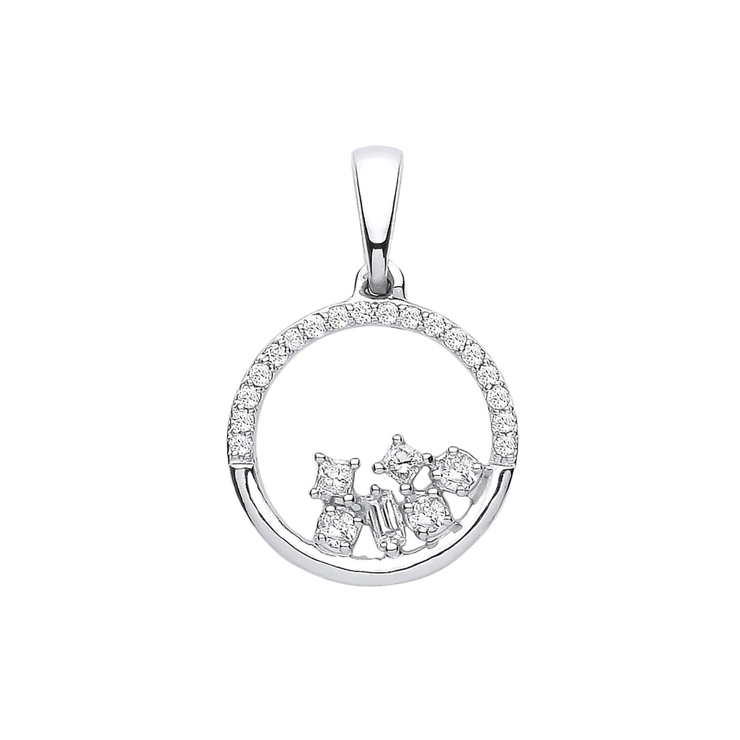 9ct White Gold 0.14ct Diamond Circle Pendant