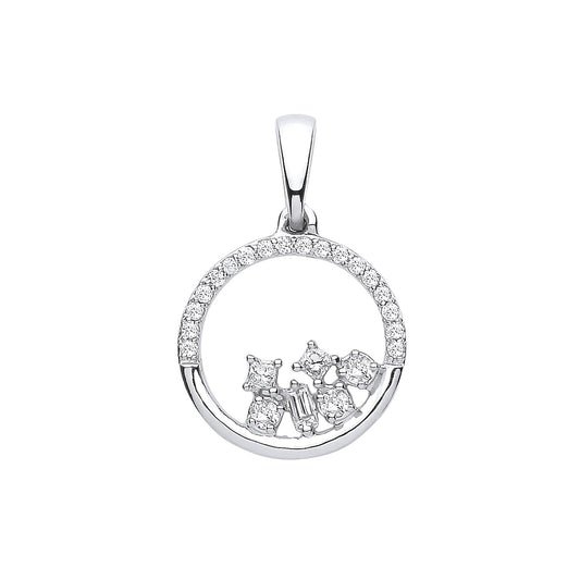 9ct White Gold 0.14ct Diamond Circle Pendant