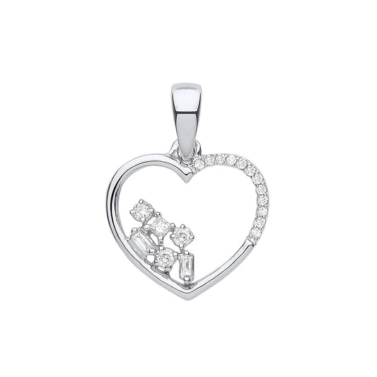 9ct White Gold 0.10ct Diamond Heart Pendant