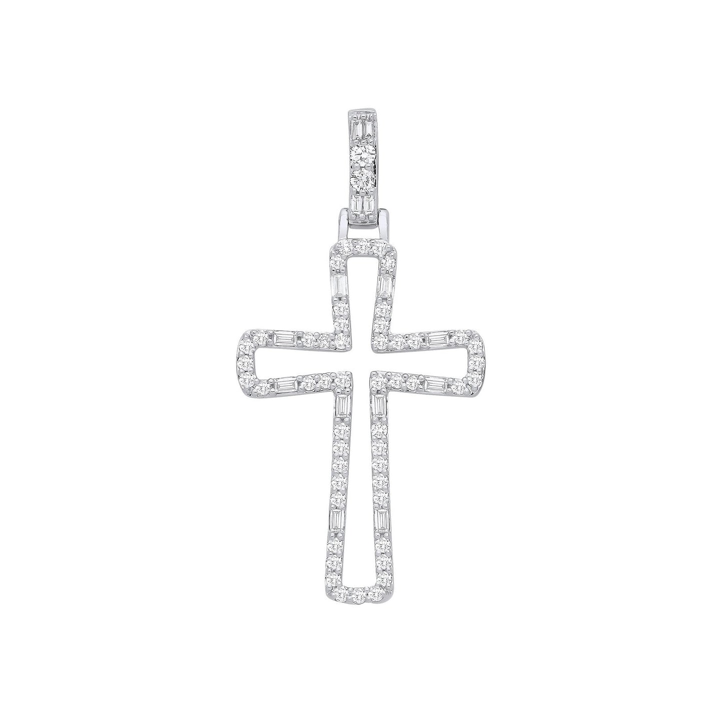 9ct White Gold 0.40ctw Cross Pendant