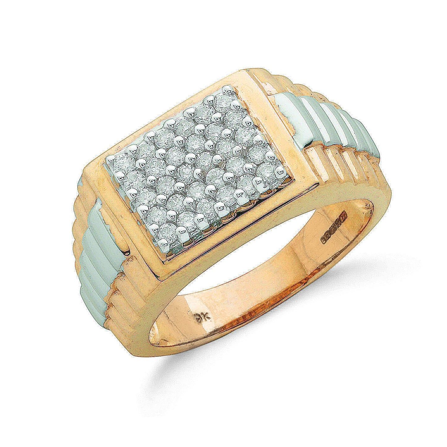 9ct Yellow Gold 0.50ct Fancy Link Gents Diamond Ring