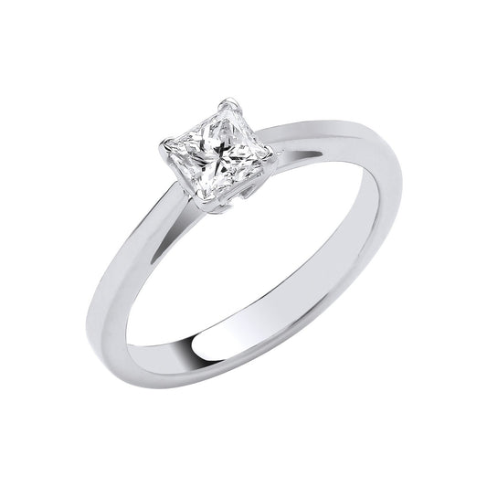 Platinum 0.50ct G/h-si Princess Cut Diamond Engagement Ring