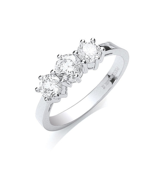 Platinum 1.00ct G/h-vs Brilliant Cut Diamond Trilogy Ring