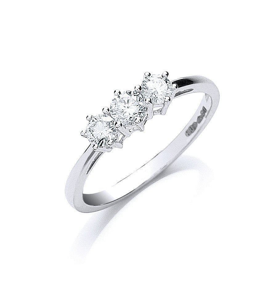 Platinum 0.50ct G/h-vs Brilliant Cut Diamond Trilogy Ring