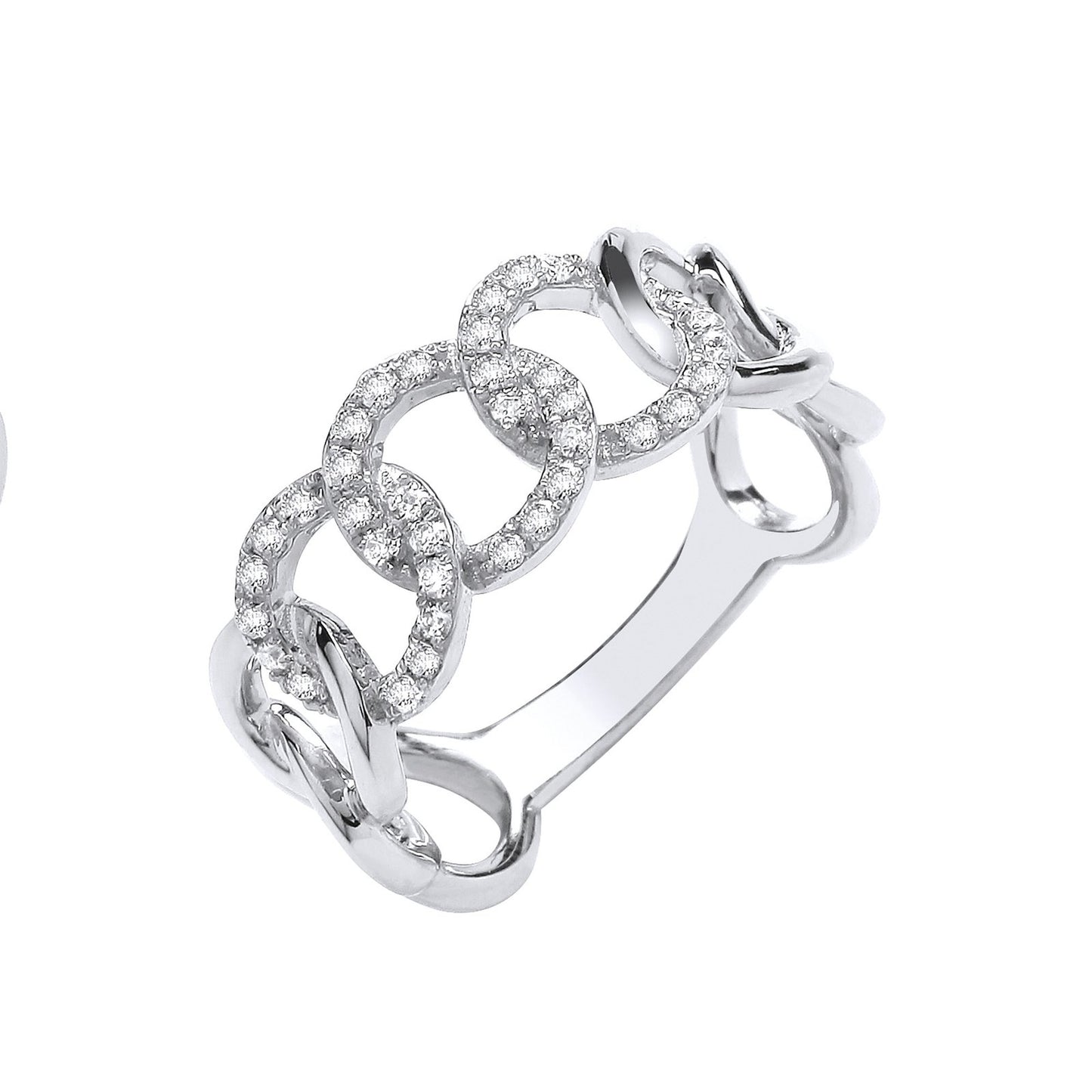 9ct White Gold 0.23ct Curb Ring