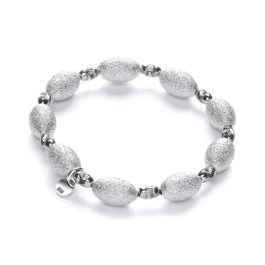 Silver Bracelet With Frosted & Ruthenium Beads