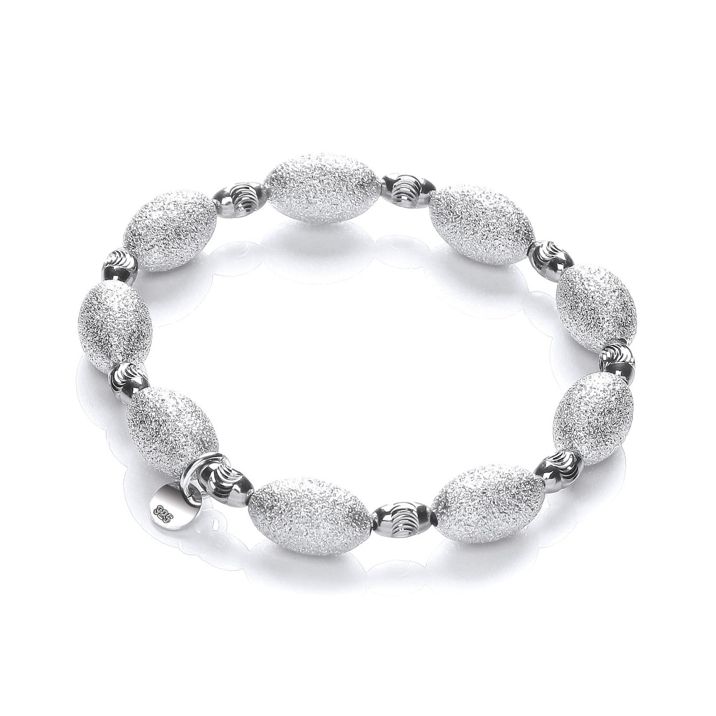 Silver Bracelet With Frosted & Ruthenium Beads