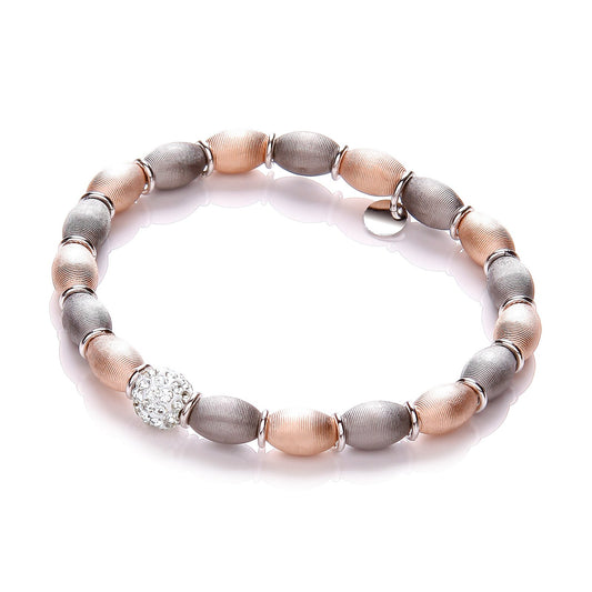 Rose & Ruthenium Plated With Crystal Bead Bracelet