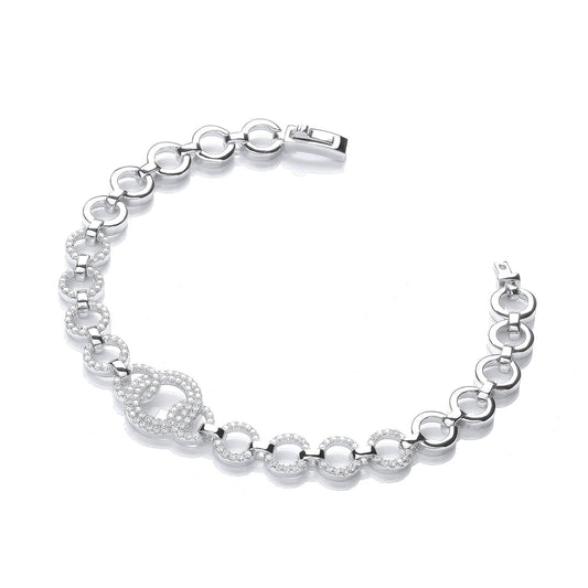 Micro Pave' 164 White Cubic Zirconia's Bracelet 7.5"/19cm