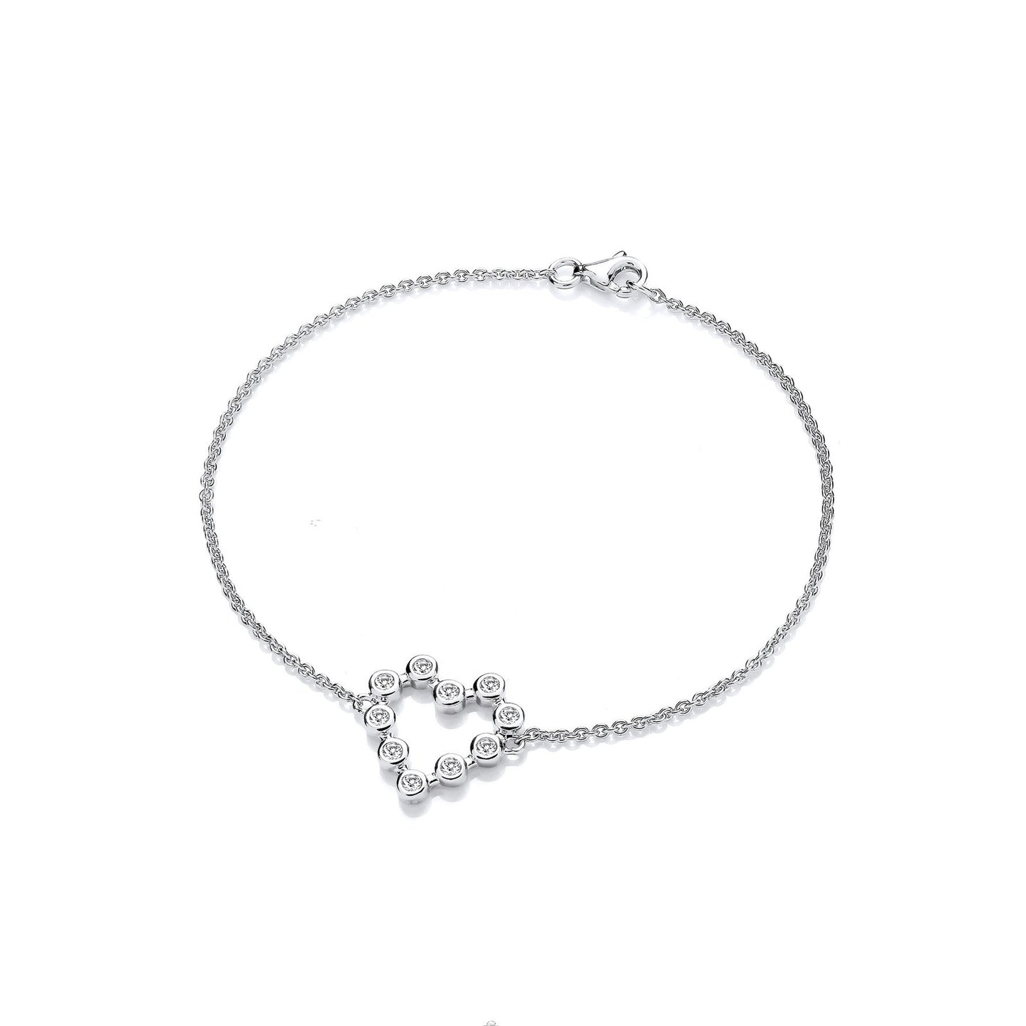 Silver Heart Rubover Cubic Zirconias Ladies Bracelet