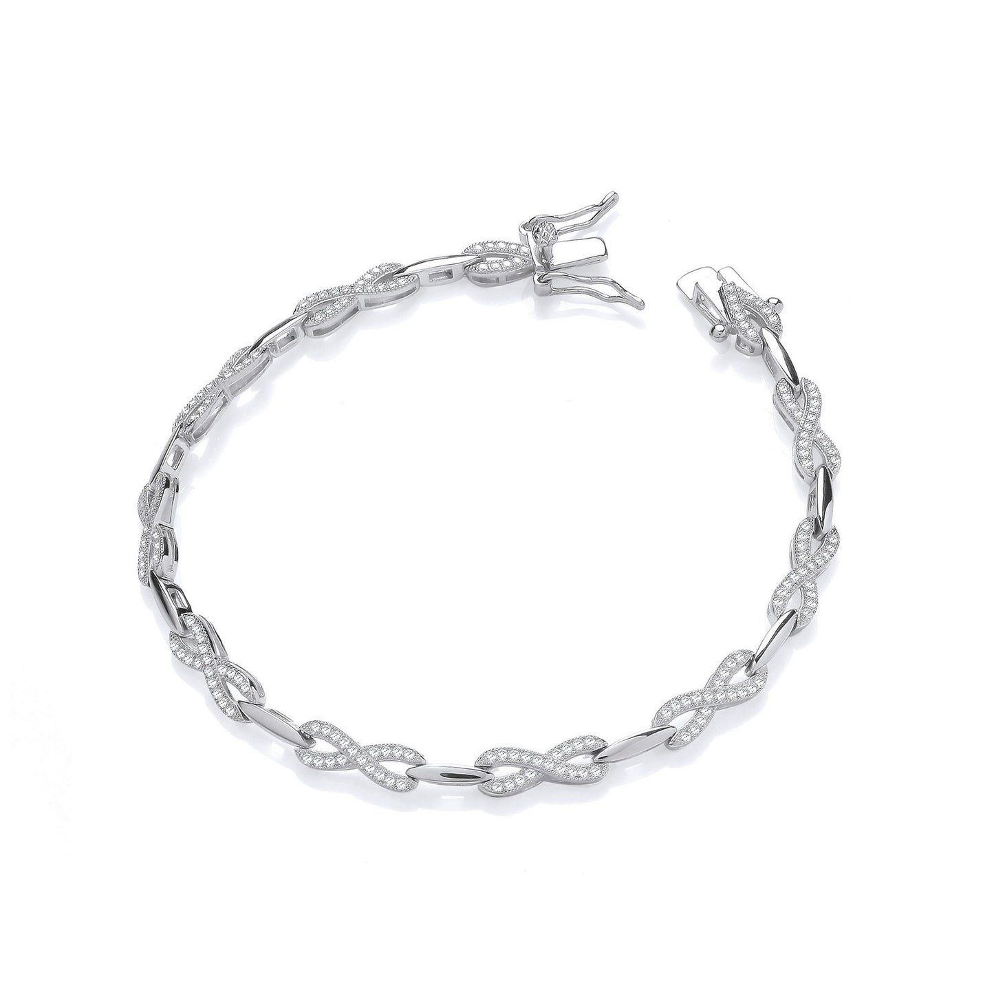 Infinity Style Tennis Silver Cubic Zirconia Ladies Bracelet