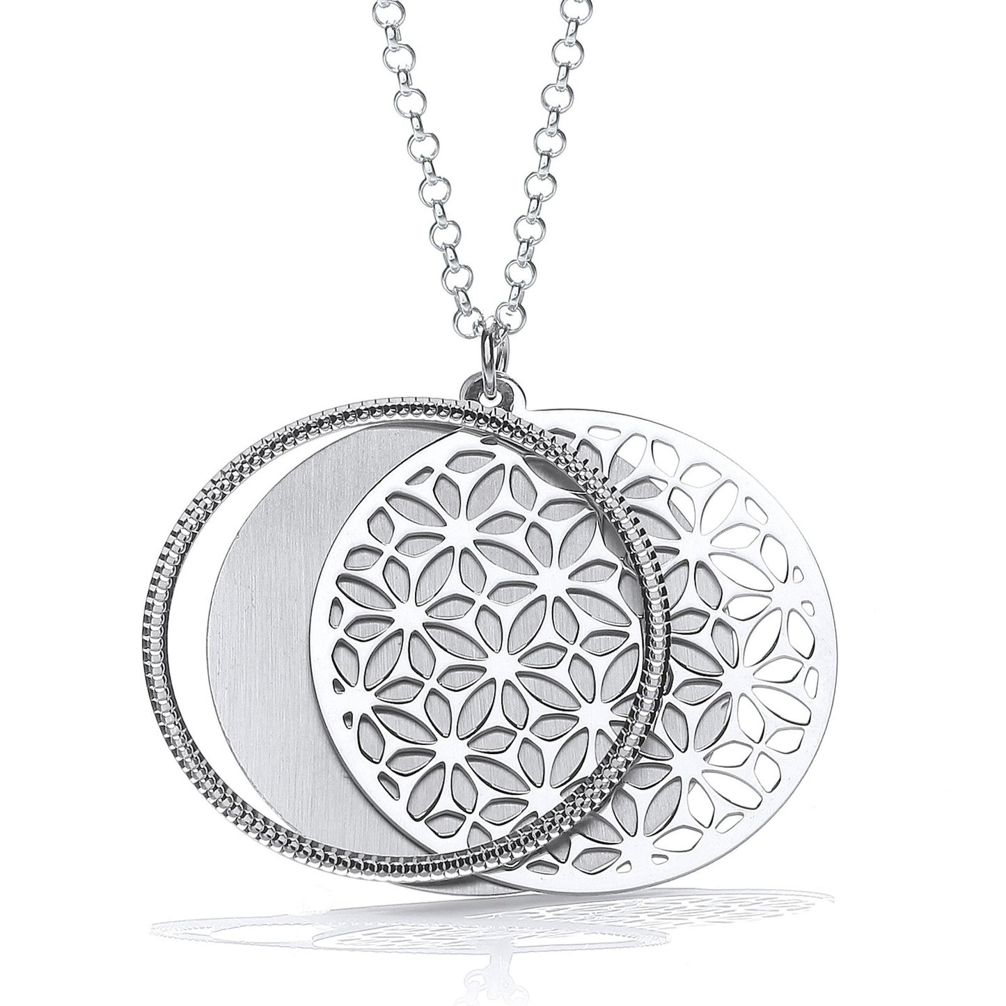 Round Filigree Pattern With Circle Slider 18" Necklace