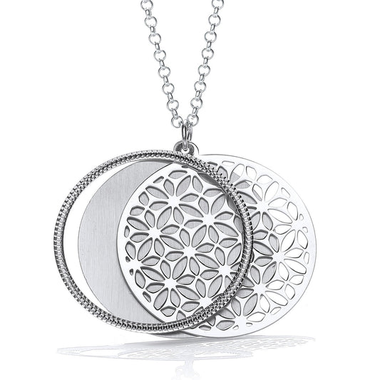 Round Filigree Pattern With Circle Slider 18" Necklace